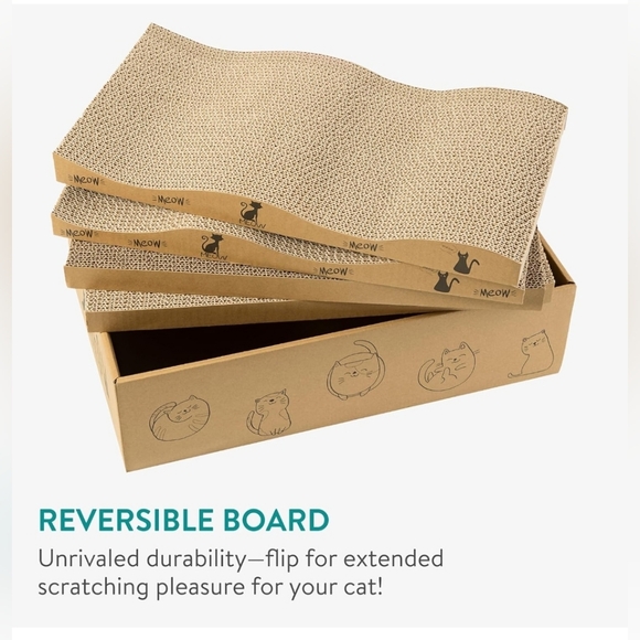 Navaris Cat Scratcher Set – 4-Pack Cardboard Mats - Picture 3 of 9